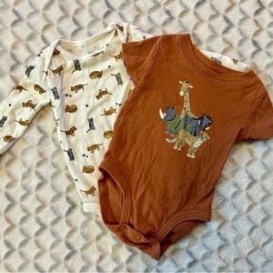 Carter's Brown and White Animal Print Bodysuits